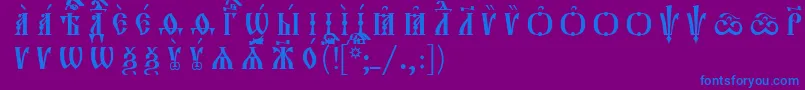 フォントOrthodox.TtIeucs8CapsР Р°Р·СЂСЏРґРѕС‡РЅС‹Р№ – 紫色の背景に青い文字